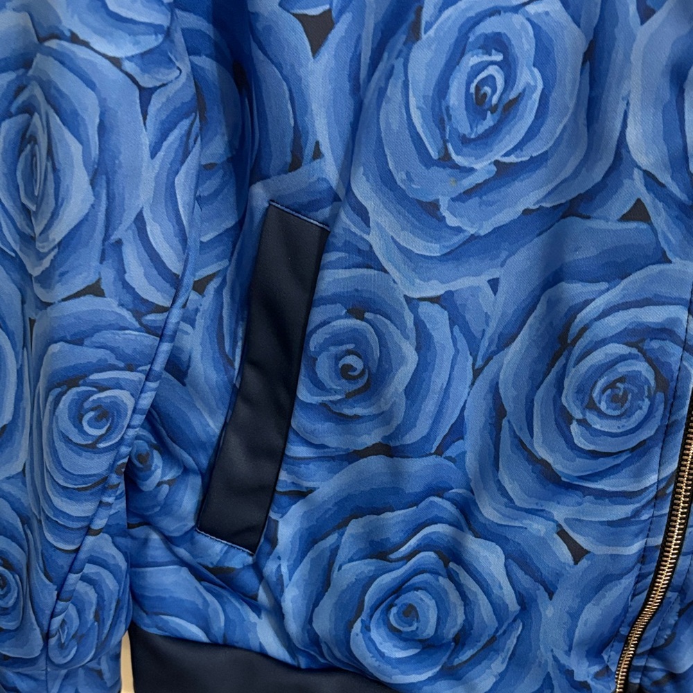 Blue Rose Patterned Zip Up Jacket - image 4